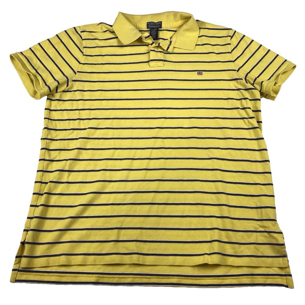 Polo Jeans Co Ralph Lauren Polo Shirt Men's Size XXL Yellow Striped Vintage Flag - Picture 1 of 6